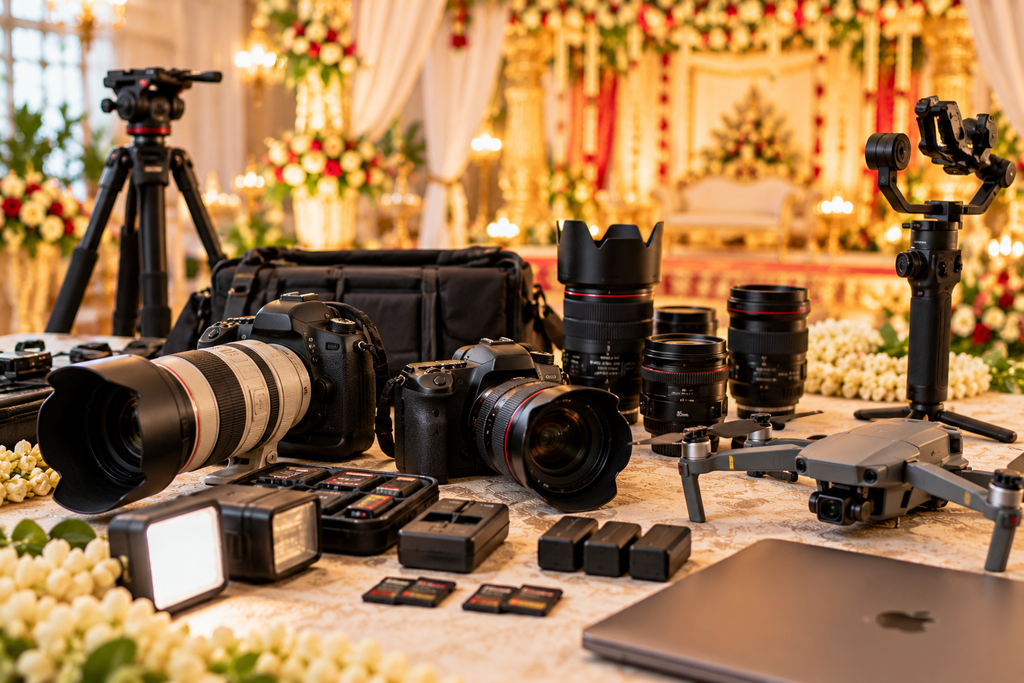 Professional wedding photography camera and equipment