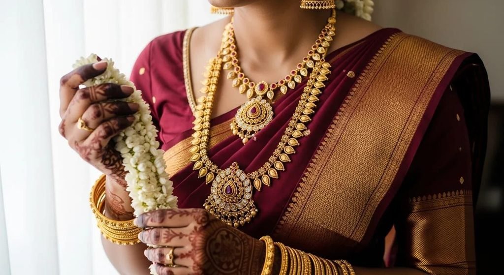 Bridal Photography Ideas featuring South Indian bridal gold jewellery and bangles