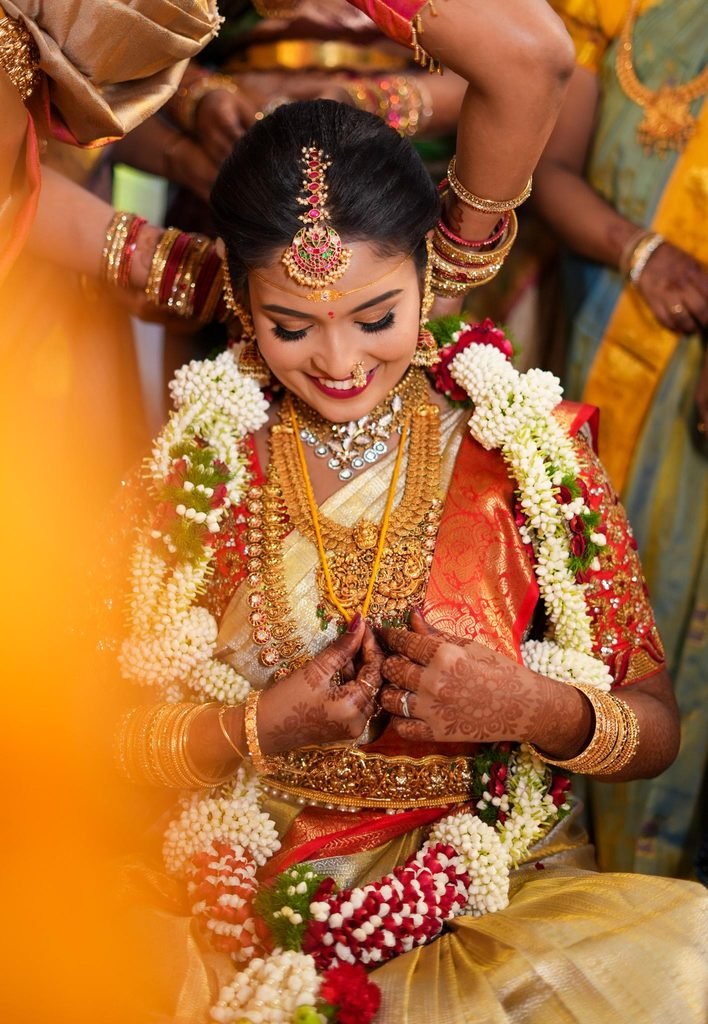 South Indian bride getting ready for wedding photographer in Anantapur 