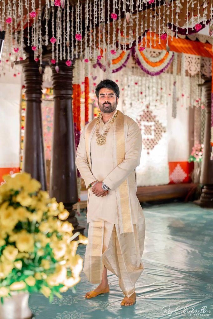 South Indian groom in traditional wedding attire