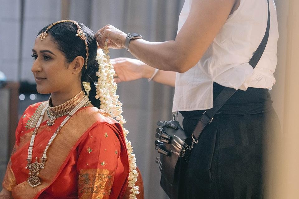 Indian wedding preparation photography